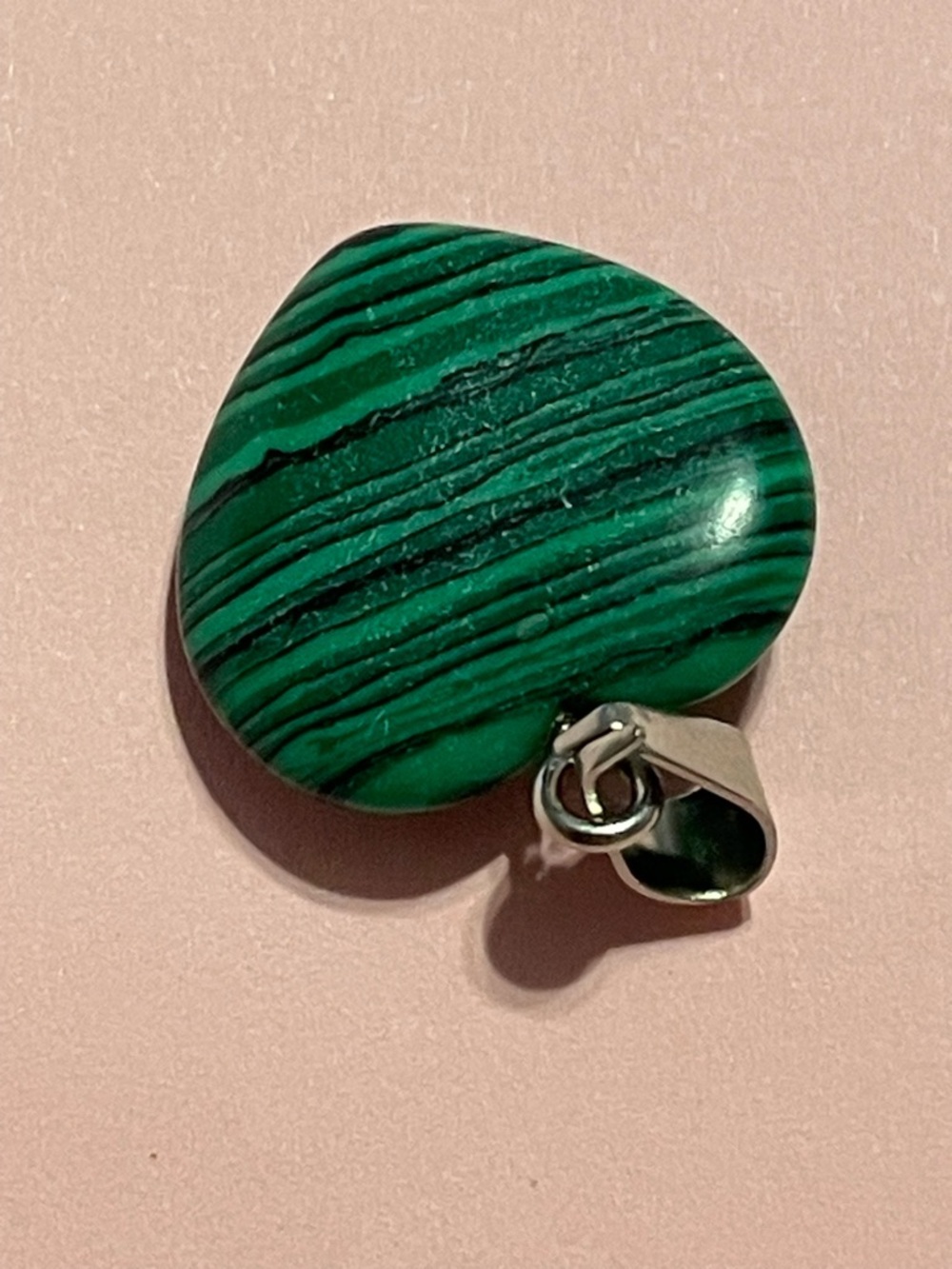 Malachite Heart Pendant #9309 - Picture 2 of 6
